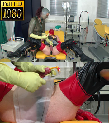 clinic catheter enema latex Hirsute vagina gushing